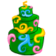 Green Swirly Birthday Cake